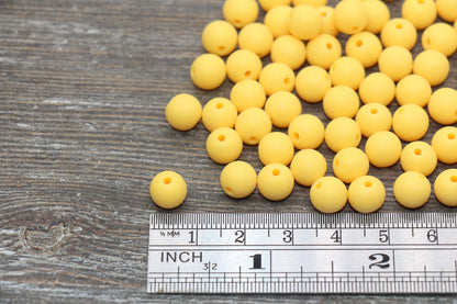 8mm Matte Yellow Round Beads, Acrylic Gumball Bead, Frosted Yellow Round Spacer Beads, Bubblegum Beads, Plastic Round Bead #2603