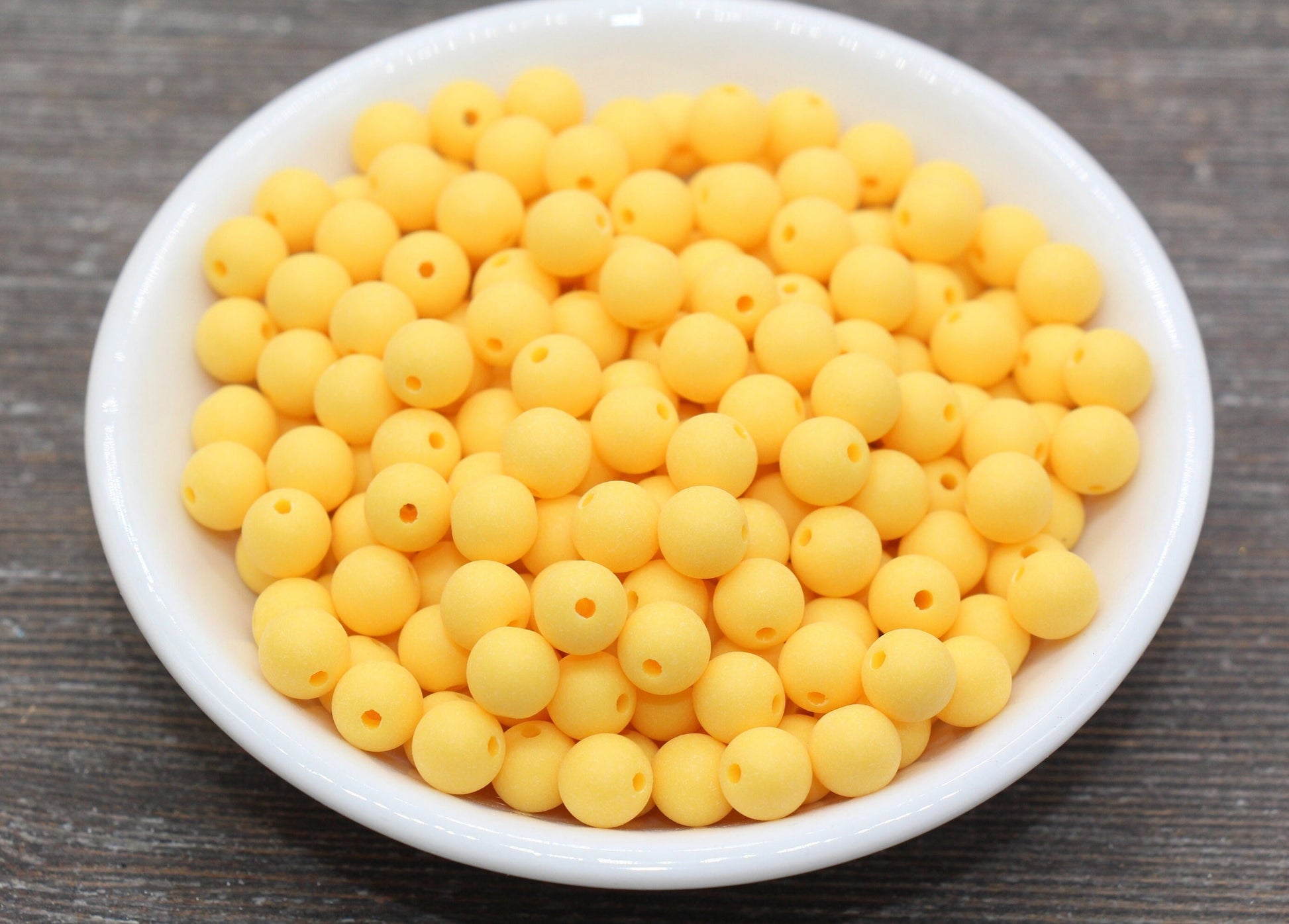 8mm Matte Yellow Round Beads, Acrylic Gumball Bead, Frosted Yellow Round Spacer Beads, Bubblegum Beads, Plastic Round Bead #2603