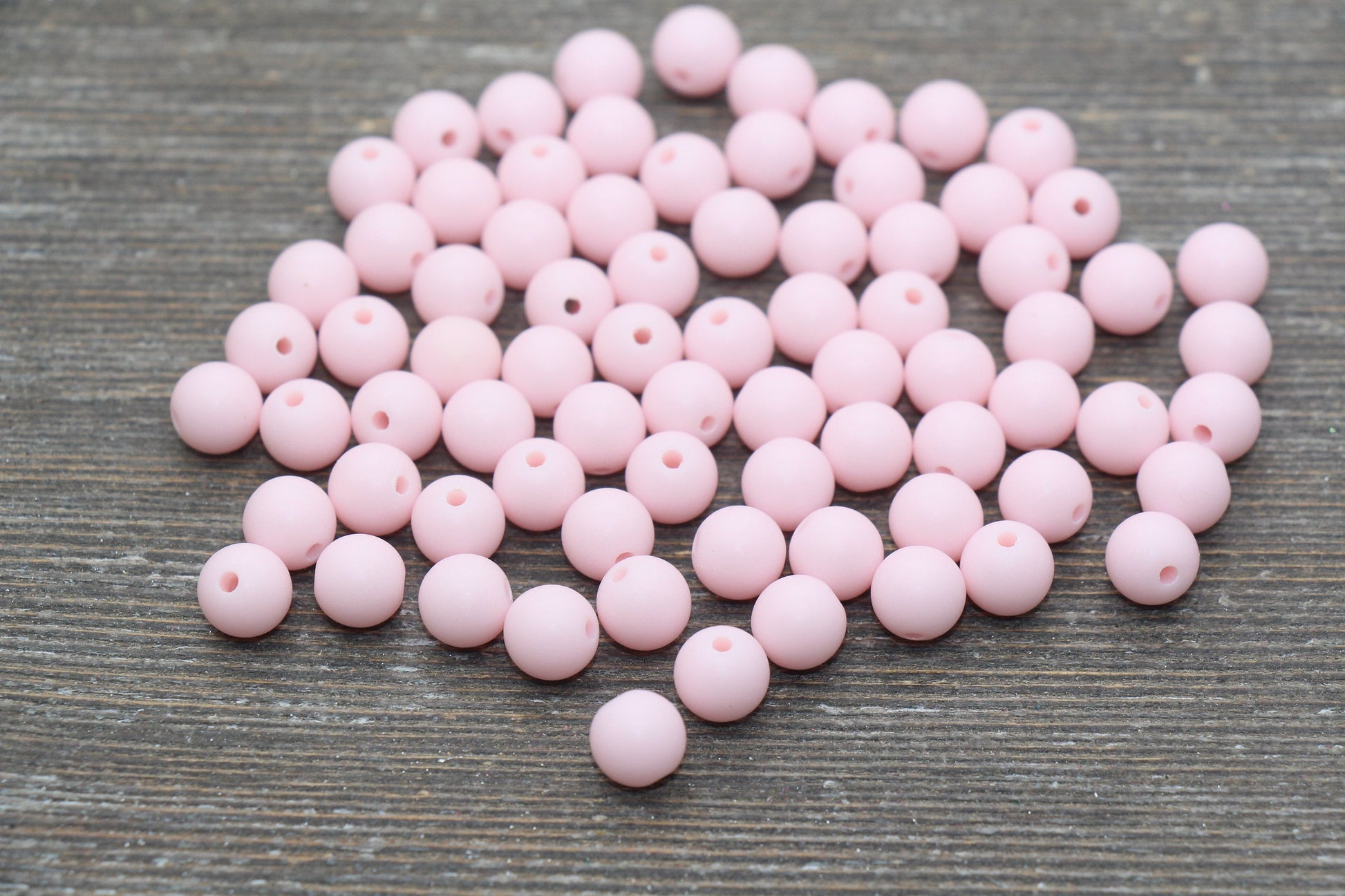 8mm Matte Light Pink Round Beads, Acrylic Gumball Bead, Frosted Pink Round Spacer Beads, Bubblegum Beads, Plastic Round Bead #2606