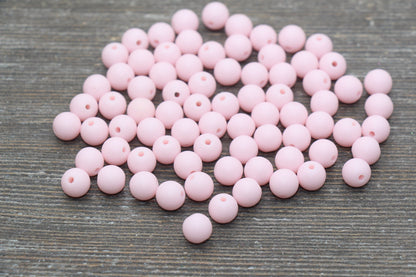 8mm Matte Light Pink Round Beads, Acrylic Gumball Bead, Frosted Pink Round Spacer Beads, Bubblegum Beads, Plastic Round Bead #2606