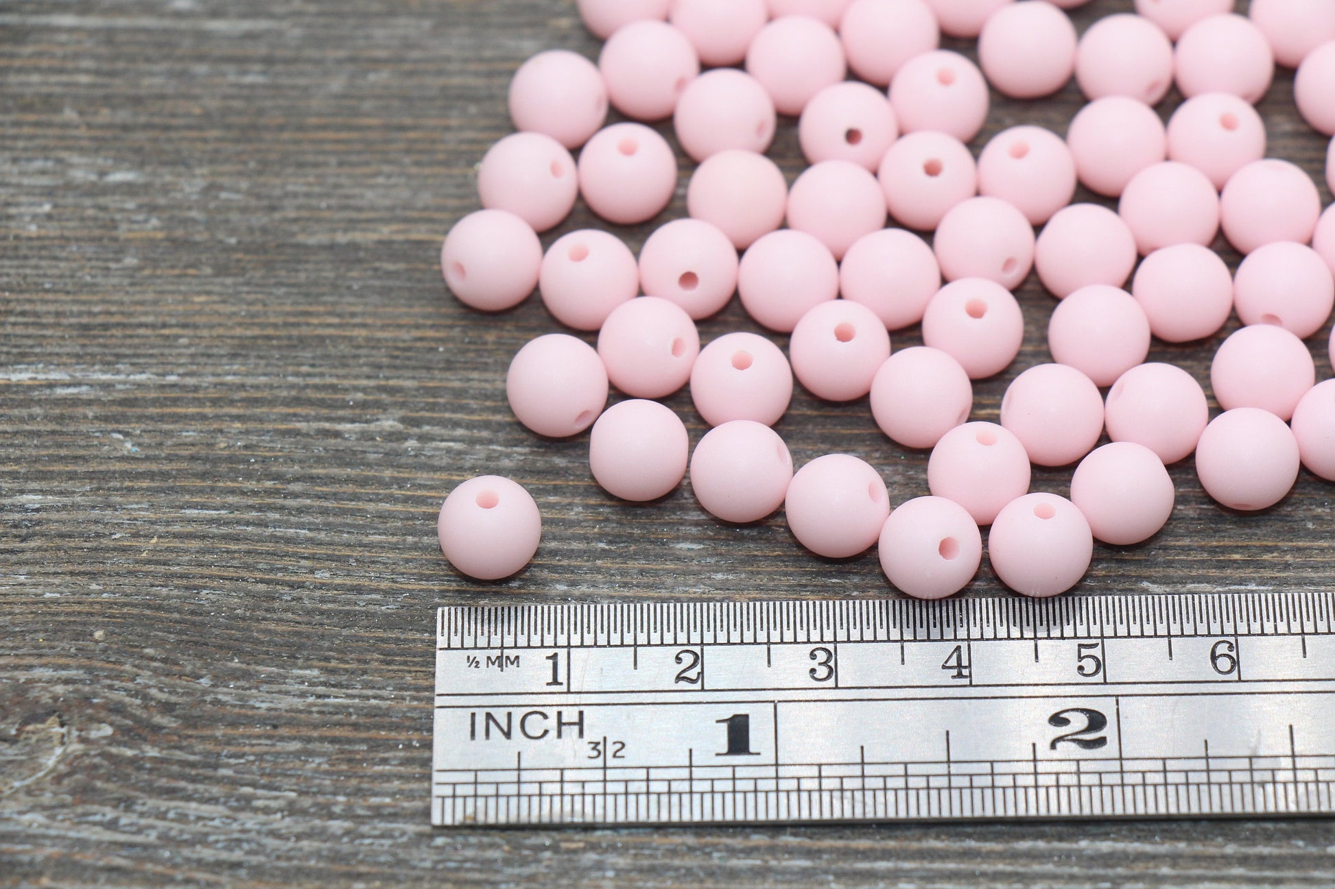 8mm Matte Light Pink Round Beads, Acrylic Gumball Bead, Frosted Pink Round Spacer Beads, Bubblegum Beads, Plastic Round Bead #2606
