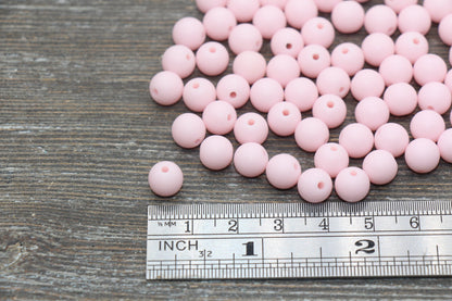 8mm Matte Light Pink Round Beads, Acrylic Gumball Bead, Frosted Pink Round Spacer Beads, Bubblegum Beads, Plastic Round Bead #2606