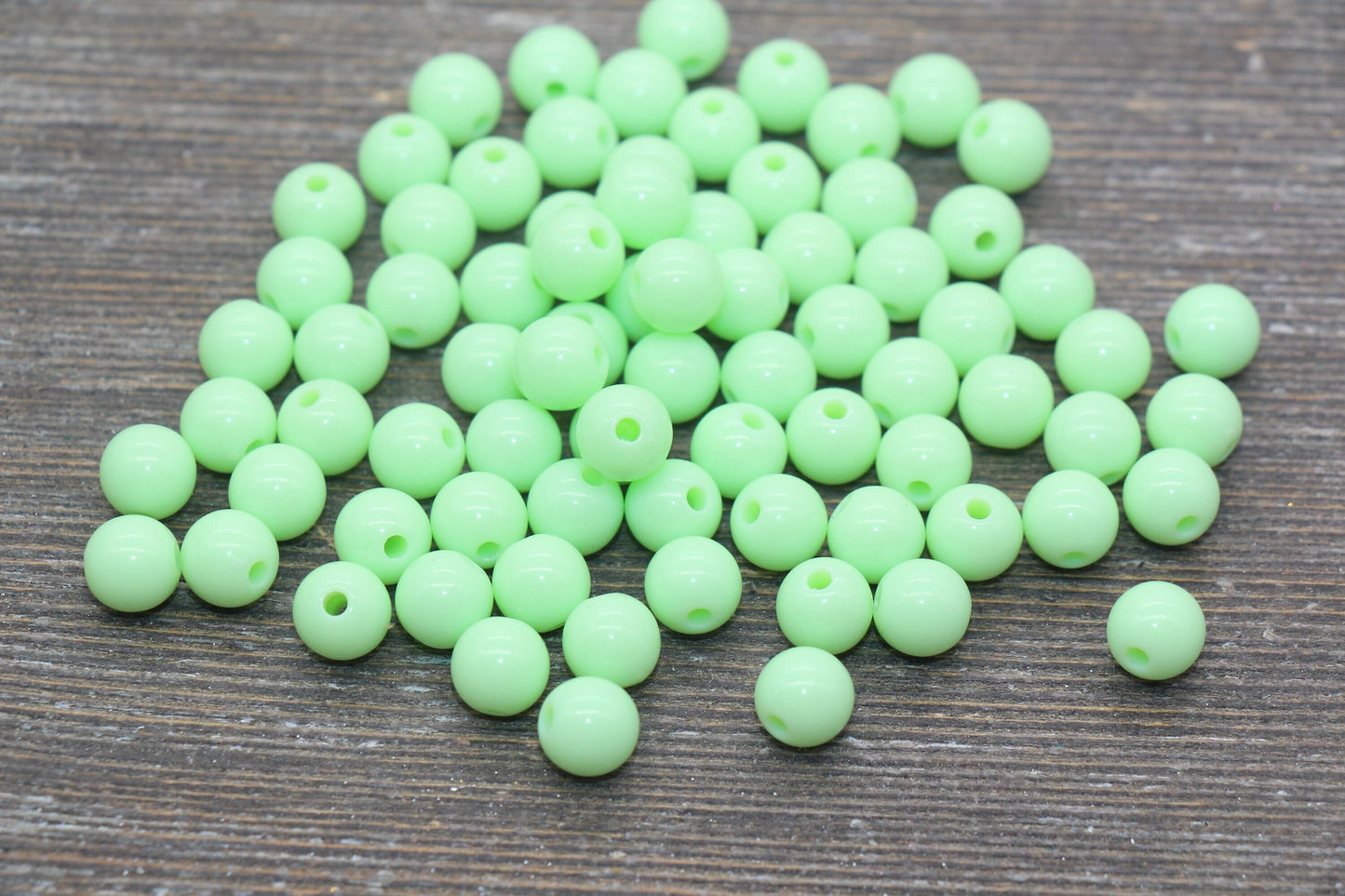 8mm Mint Green Round Gumball Beads, Mint Acrylic Loose Beads, Bubblegum Beads, Chunky Beads, Smooth Round Beads, Jewelry Making Beads #2609