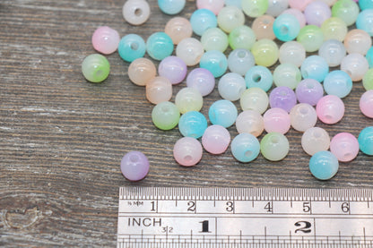 8mm Mix Ombre Round Beads, Acrylic Gumball Bead, Multicolor Round Beads, Bubblegum Beads, Plastic Round Bead, Jewelry Beads #2612