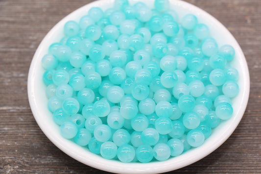 8mm Ocean Blue Ombre Round Beads, Acrylic Gumball Bead, Blue Round Beads, Bubblegum Beads, Plastic Round Bead, Jewelry Beads #2619