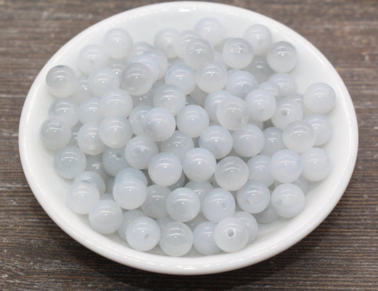 10mm Light Gray Ombre Round Beads, Acrylic Gumball Bead, Gray Round Beads, Bubblegum Beads, Plastic Round Bead, Jewelry Beads #2627