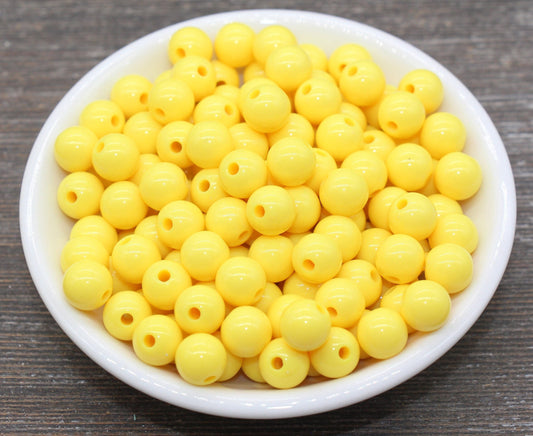 10mm Yellow Gumball Beads, Round Acrylic Loose Beads, Bubblegum Beads, Chunky Beads, Gumball Beads, Smooth Plastic Round Beads #324