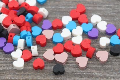 Multicolored Heart Polymer Clay Beads, Assorted Heart Shape Clay Round Beads, Loose Beads, Jewelry Beads, Beads for Bracelet #179