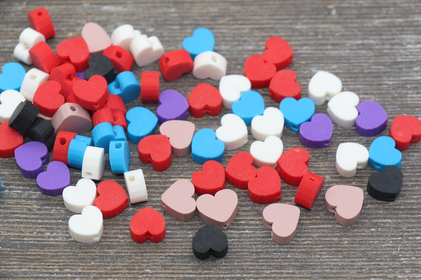 Multicolored Heart Polymer Clay Beads, Assorted Heart Shape Clay Round Beads, Loose Beads, Jewelry Beads, Beads for Bracelet #179