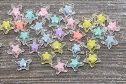 Mix Star Beads, Transparent Star Beads, Multicolor Star Beads, Chunky Star Beads, Bracelet Beads, #2631