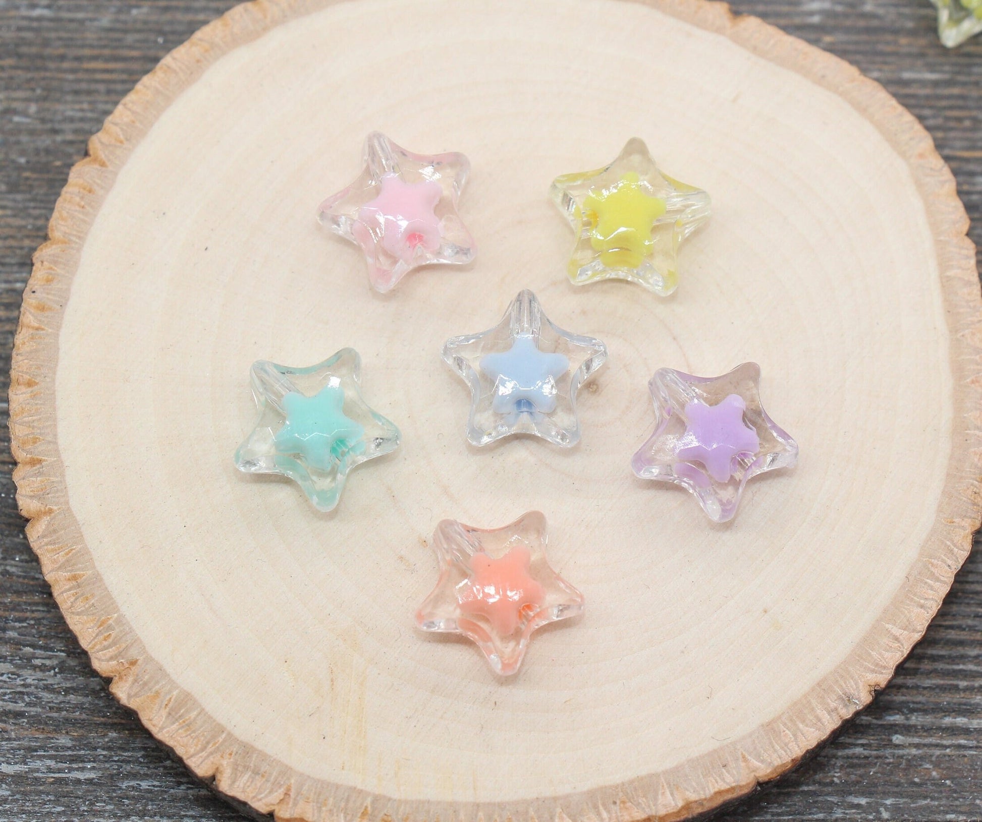 Mix Star Beads, Transparent Star Beads, Multicolor Star Beads, Chunky Star Beads, Bracelet Beads, #2631