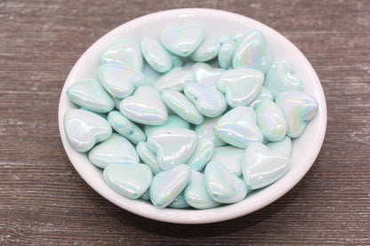 Iridescent Heart Beads, AB Blue Heart Beads, Heart Chunky Acrylic Beads, Large Heart Shape Beads, Bracelet Making Jewelry Finding#2633