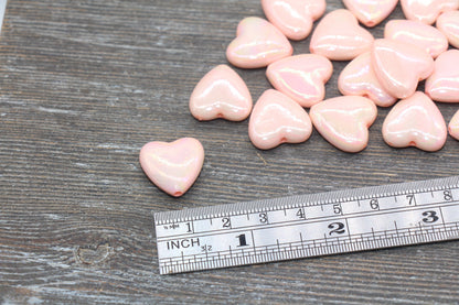 Iridescent Heart Beads, AB Peach Heart Beads, Heart Chunky Acrylic Beads, Large Heart Shape Beads, Bracelet Making Jewelry Finding #2634