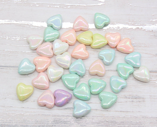 Iridescent Heart Beads, AB Mix Color Heart Beads, Heart Chunky Acrylic Beads, Large Heart Shape Beads, Bracelet Making Jewelry Finding #2639