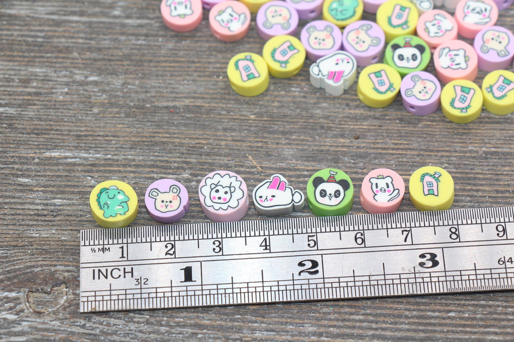 Assorted Kawaii Polymer Clay Beads, Dinosaur, Sheep, Panda, Bunny Beads, Jewelry Beads #183