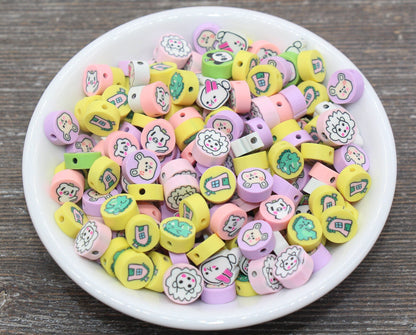 Assorted Kawaii Polymer Clay Beads, Dinosaur, Sheep, Panda, Bunny Beads, Jewelry Beads #183