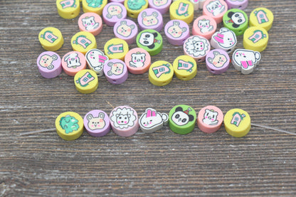 Assorted Kawaii Polymer Clay Beads, Dinosaur, Sheep, Panda, Bunny Beads, Jewelry Beads #183