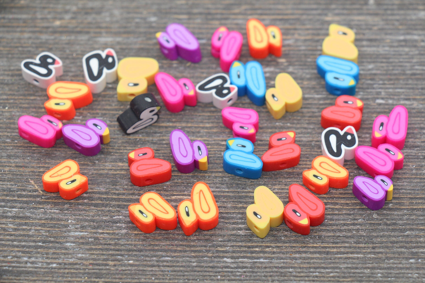 Assorted Duck Polymer Clay Beads, Kawaii Duckie Beads, Jewelry Beads #184