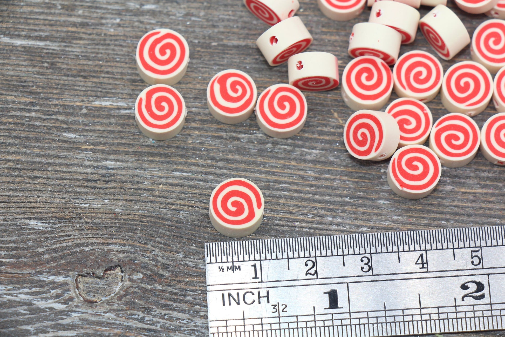 Swirl Polymer Clay Beads, Round Swirl Beads, Jewelry Beads #187