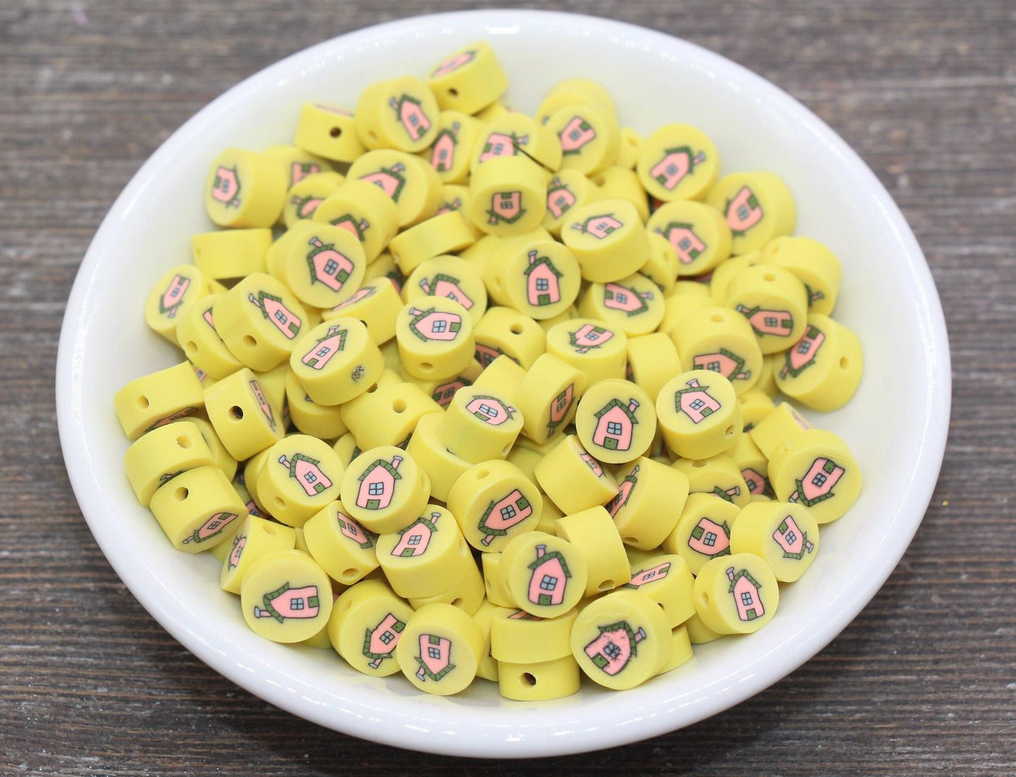 House Polymer Clay Beads, Kawaii Sweet Home Clay Beads, Round Clay Beads, Jewelry Beads #190