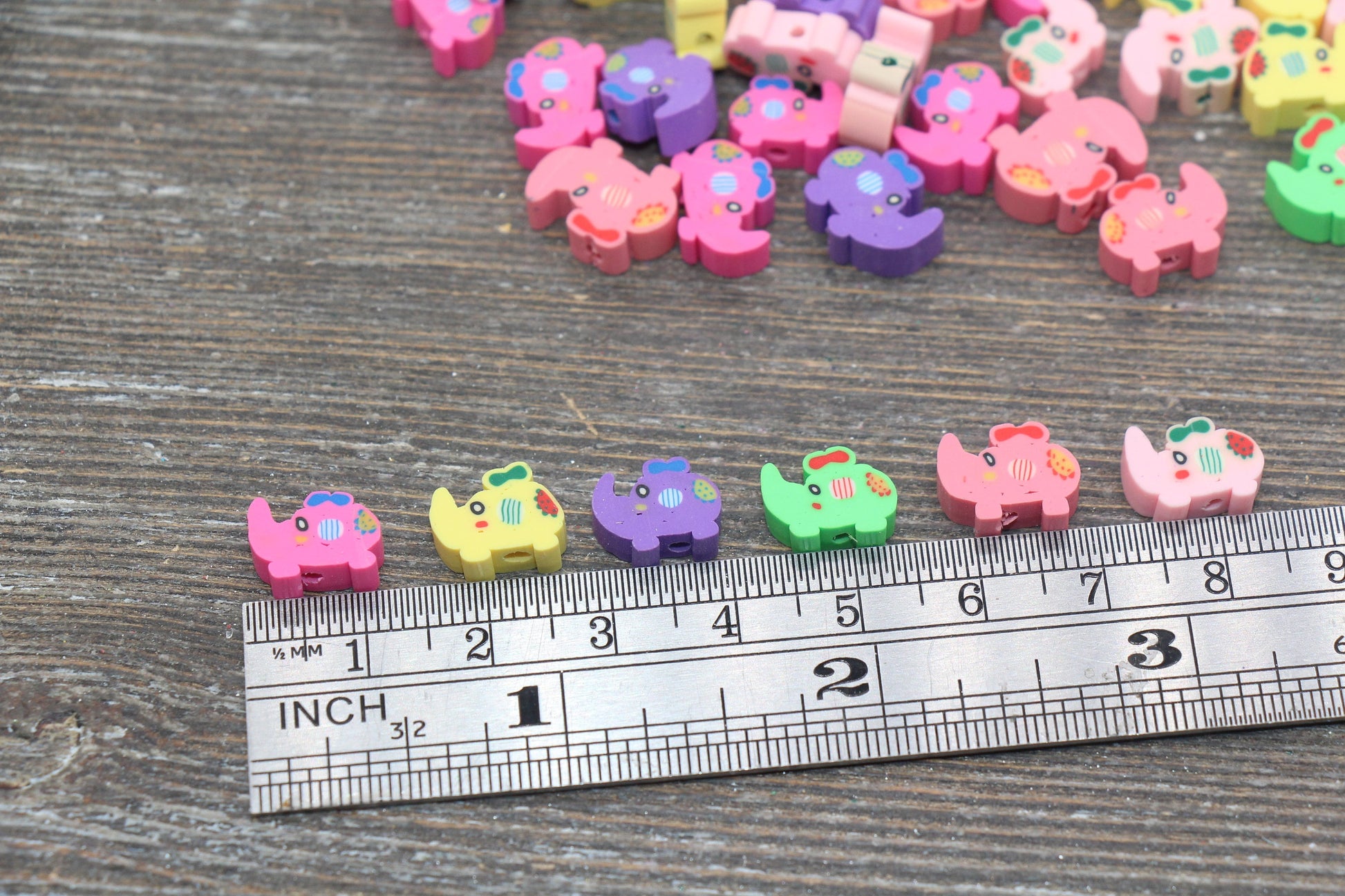 Elephant Polymer Clay Beads, Assorted Kawaii Elephant Clay Beads, Jewelry Beads #191