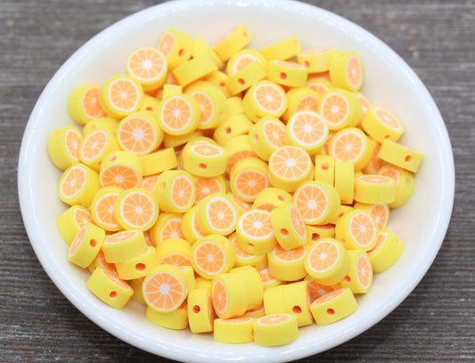 Citrus Fruit Beads, Round Citrus Clay Beads, Orange Clay Beads, Bracelet Jewelry Beads #194