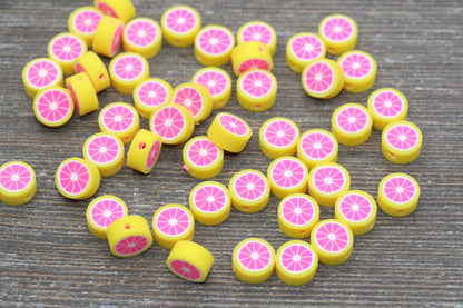 Grapefruit Polymer Clay Beads, Citrus Fruit Beads, Round Citrus Clay Beads, Grapefruit Clay Beads, Bracelet Jewelry Beads #198