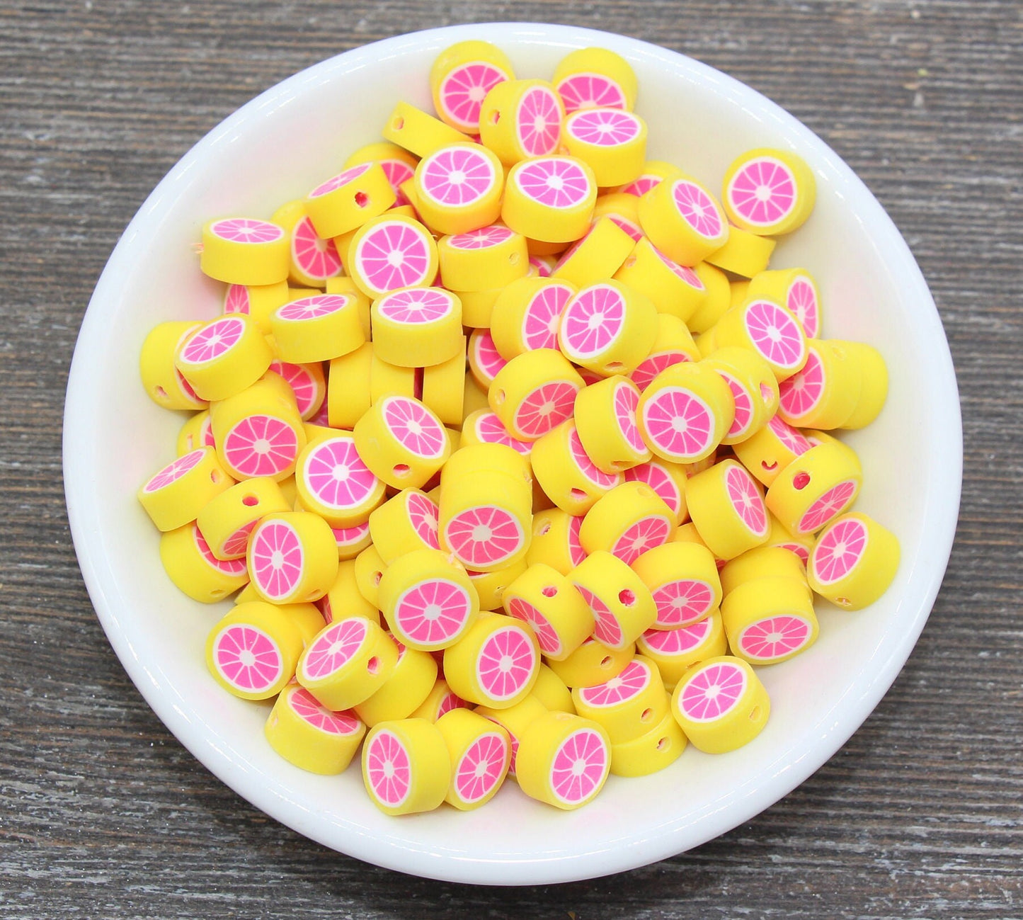 Grapefruit Polymer Clay Beads, Citrus Fruit Beads, Round Citrus Clay Beads, Grapefruit Clay Beads, Bracelet Jewelry Beads #198