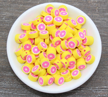 Grapefruit Polymer Clay Beads, Citrus Fruit Beads, Round Citrus Clay Beads, Grapefruit Clay Beads, Bracelet Jewelry Beads #198