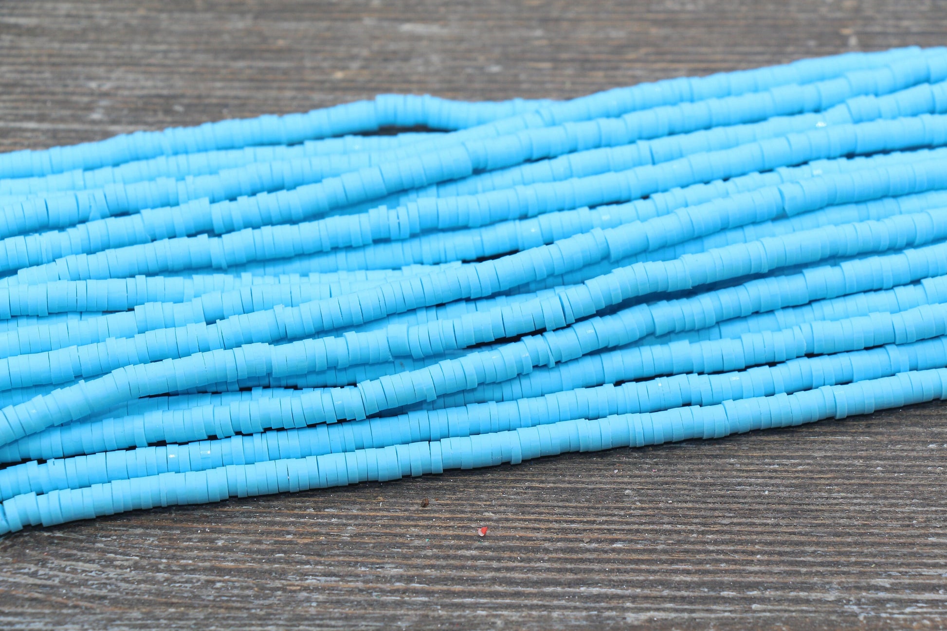 4mm Baby Blue Heishi Beads, Polymer Clay Disc Beads, African Disc Beads, Vinyl Heishi, 16 inch Strand #144