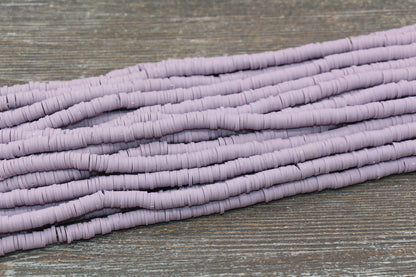 6mm Dusty Lilac Heishi Beads, Polymer Clay Disc Beads, African Disc Beads, Vinyl Heishi, 16 inch Strand #286