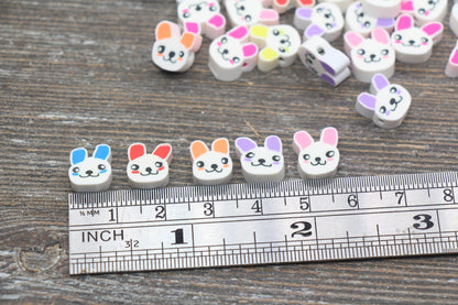 Bunny Polymer Clay Beads, Cute Bunny Clay Beads, Bunny Clay Loose Beads, Easter Themed Bunny Beads, Jewelry Beading Supplies #220