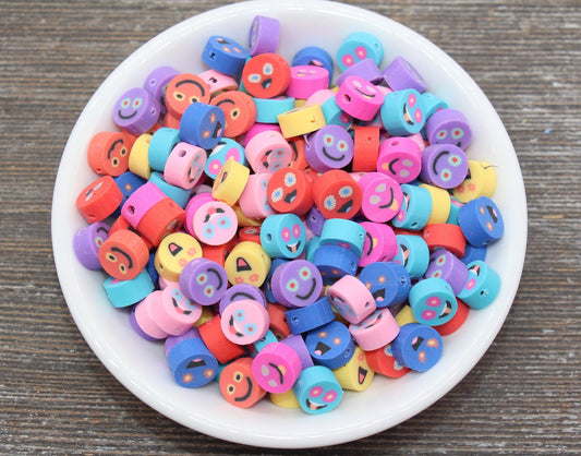 Emoji Polymer Clay Beads, Emoji Fimo Cane Beads, Assorted Emoji Beads, Smiley Face Beads, Facial Expression Beads #210