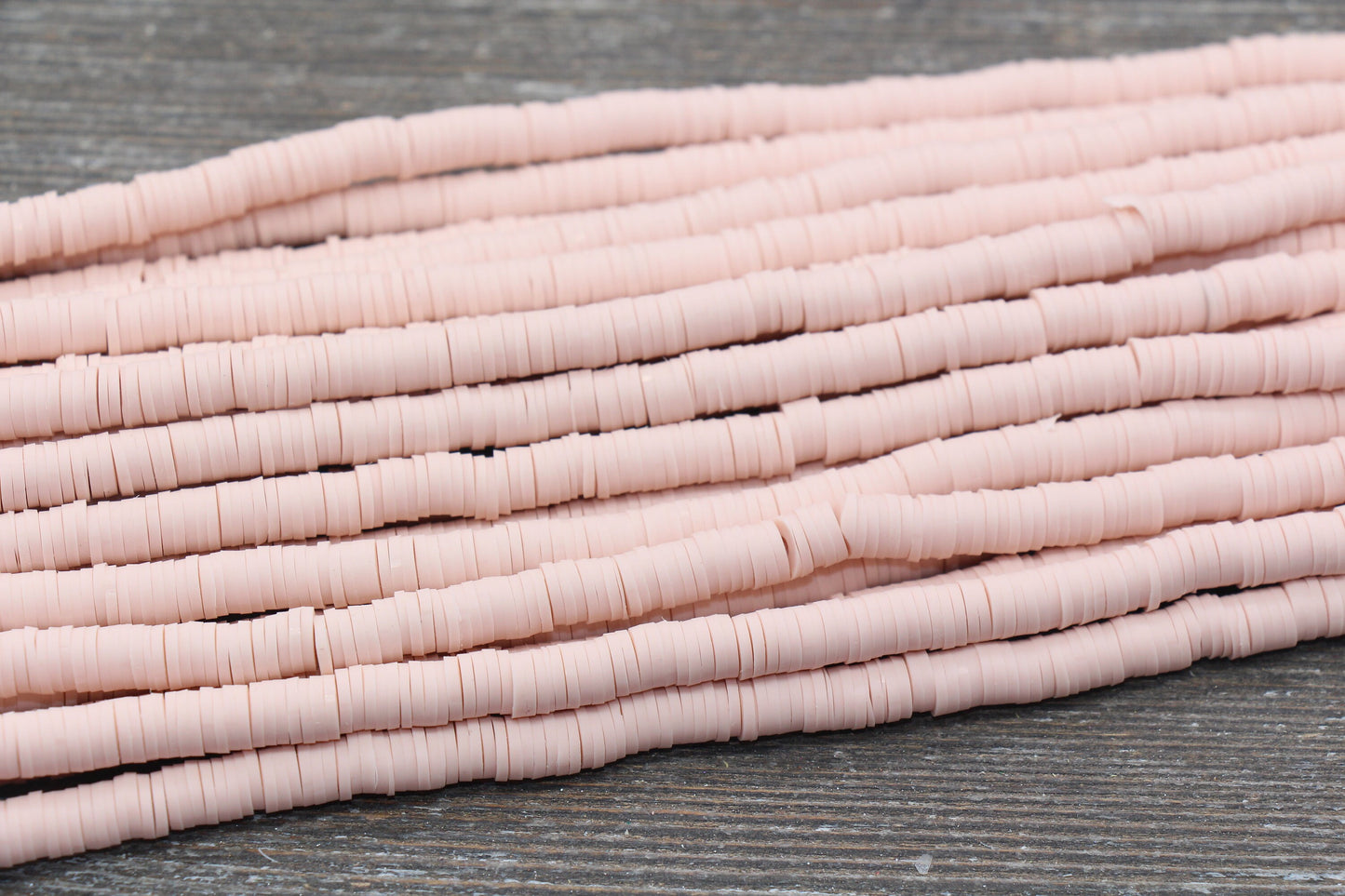 6mm Nude Pink Heishi Beads, Pink Polymer Clay Disc Beads, African Disc Beads, Vinyl Heishi, 16 inch Strand #397