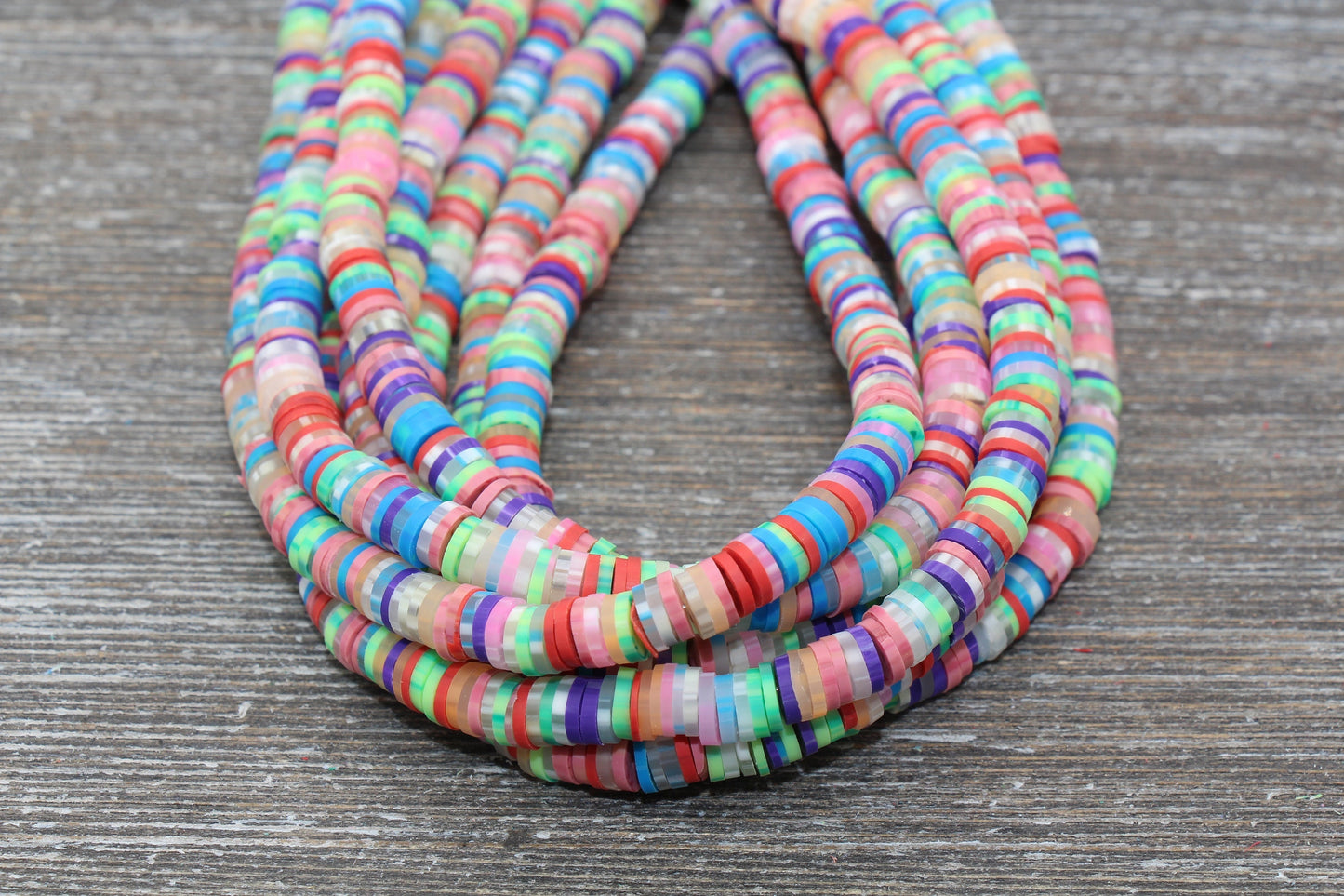 6mm Rainbow Speckled Heishi Beads, Mix Color Polymer Clay Disc Beads, African Disc Beads, Vinyl Heishi, 16 inch Strand #432