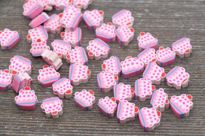 Cupcake Clay Beads, Sweet Food Polymer Clay Beads, Cake Clay Beads, Kawaii Pink Cupcake Beads, Fake Food Slice Beads #212