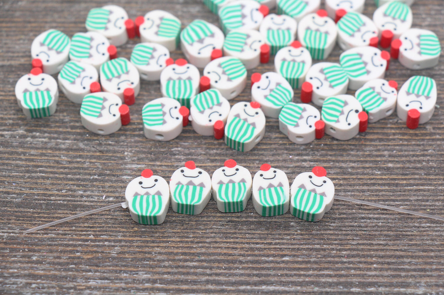 Cupcake Clay Beads, Sweet Food Polymer Clay Beads, Cake Clay Beads, Kawaii Smiley Cupcake Beads, Fake Food Slice Beads #213