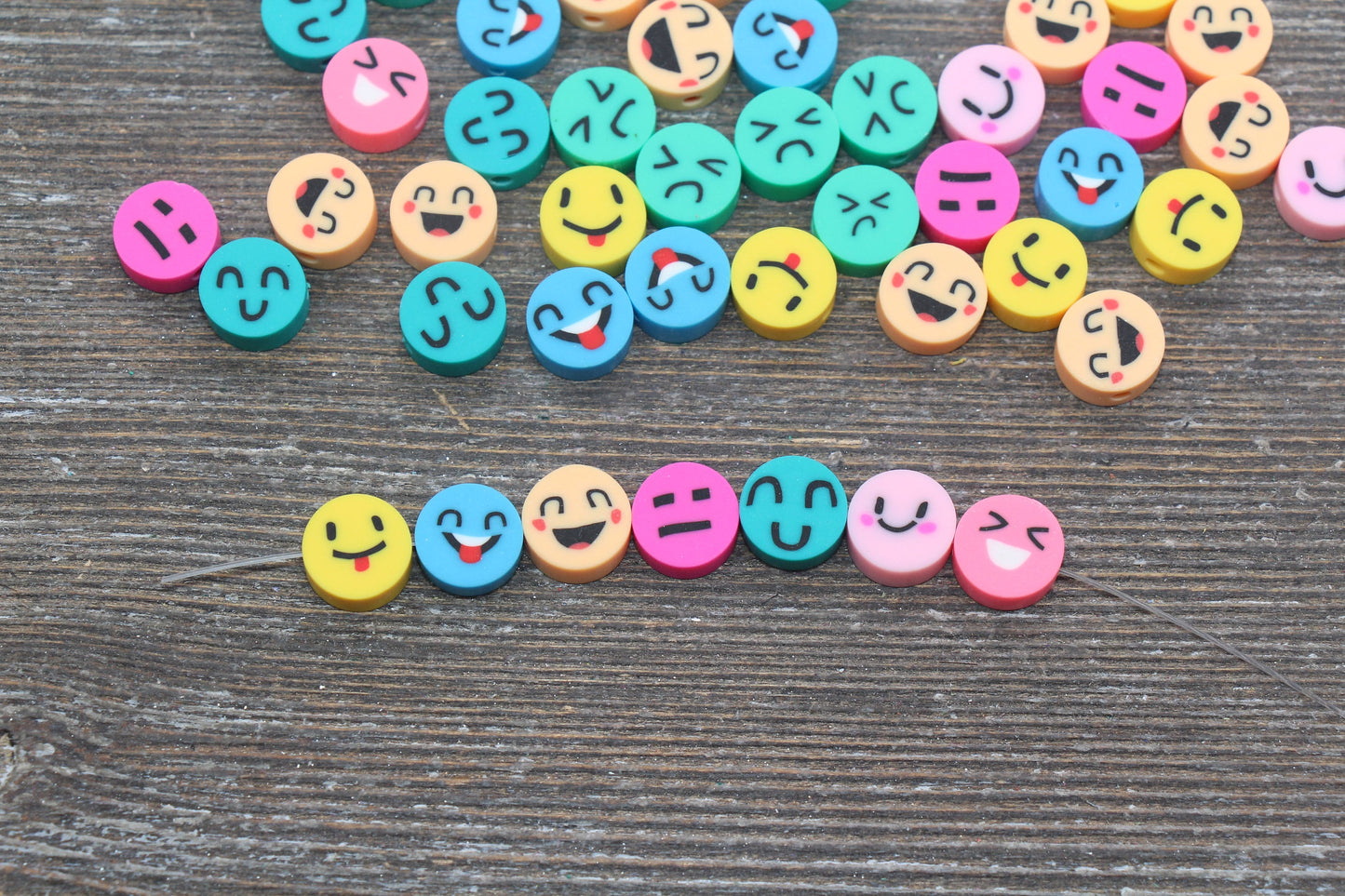 Emoji Polymer Clay Beads, Emoji Fimo Cane Beads, Assorted Emoji Beads, Smiley Face Beads, Facial Expression Beads #215