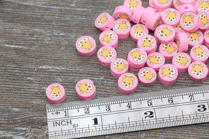 Kawaii Puppy Polymer Clay Beads, Dog Clay Beads, Puppy Clay Round Loose Beads, Jewelry Beads, Bead for Bracelet #225