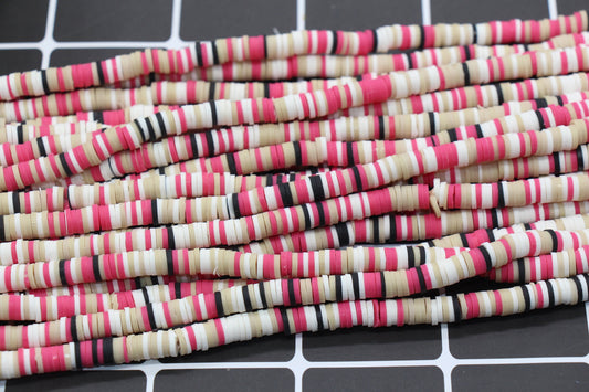 6mm Multicolored Heishi Beads, Polymer Clay Disc Beads, African Disc Beads, Wholesale Vinyl Heishi, 16 inch Strand #304