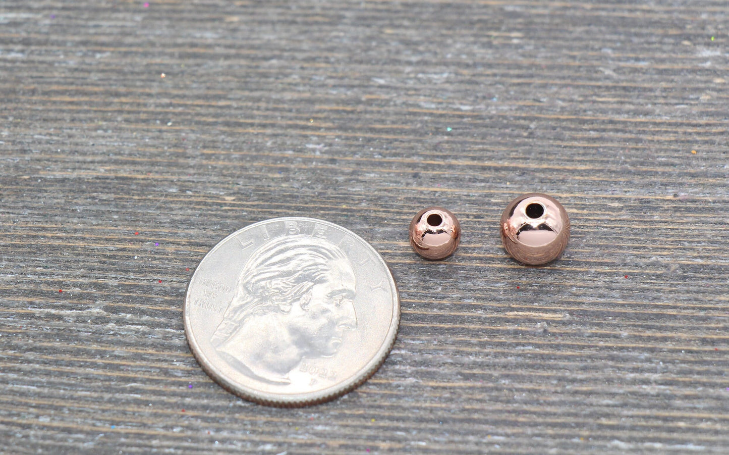 Rose Gold Spacer Beads, Rose Gold Round Beads, Size 4mm 6mm 8mm Rose Gold Beads