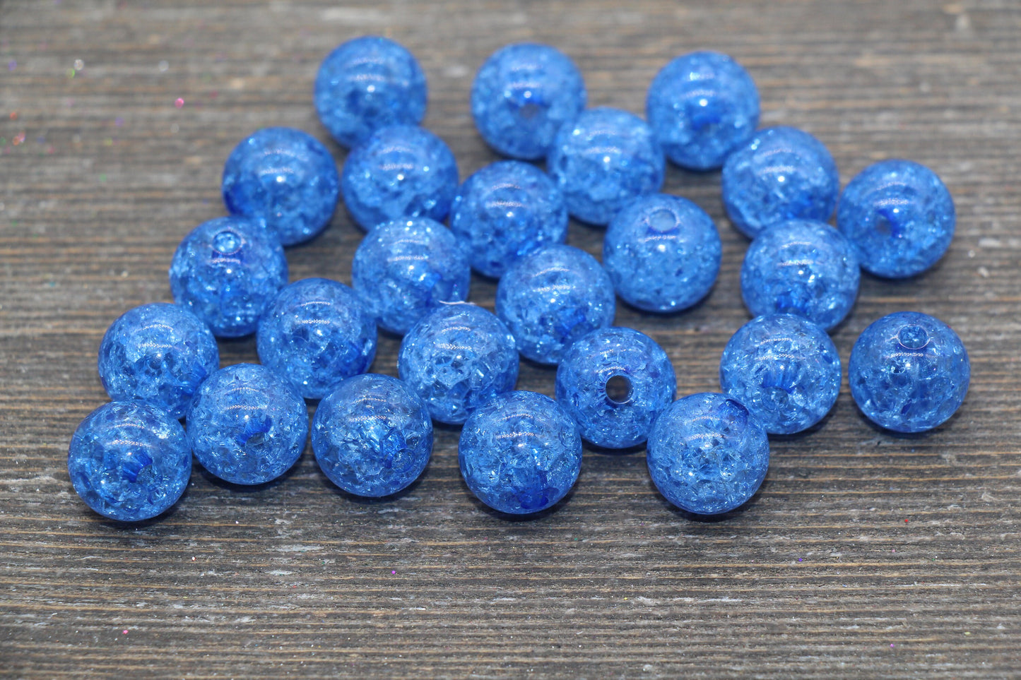 12mm Blue Crackle Gumball Beads, Acrylic Crackle Loose Beads, Bubblegum Beads, Chunky Beads, Smooth Round Plastic Beads #1541