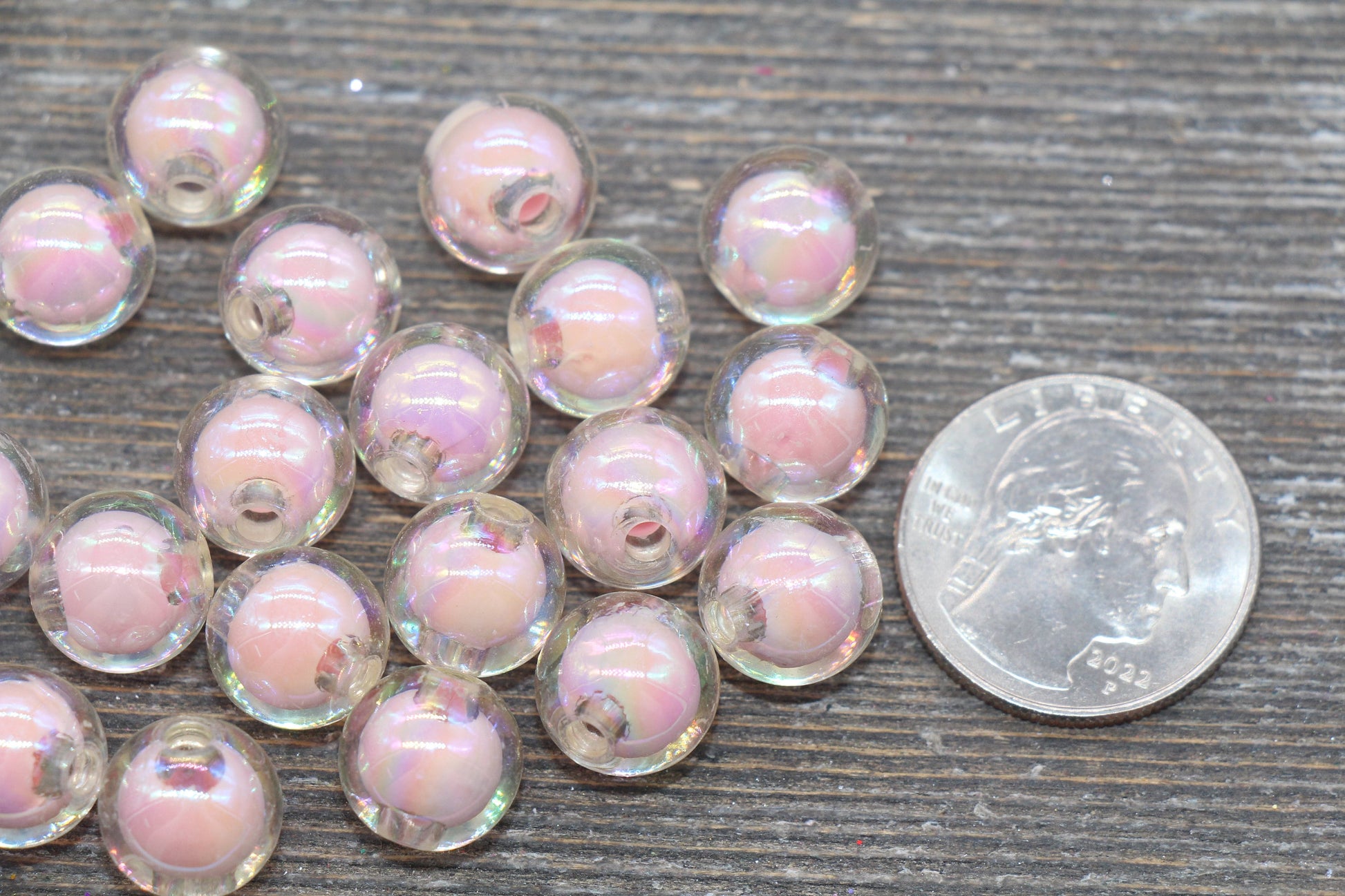 12mm Iridescent Pink Gumball Beads, AB Pink Round Acrylic Loose Beads, Glossy Shinny Bubblegum Beads, Chunky Beads, Round Beads #1957