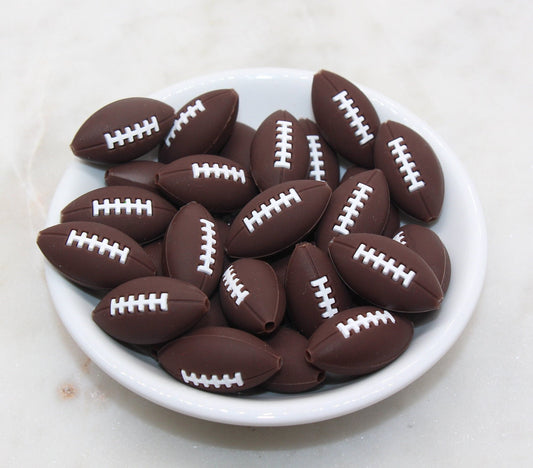 Football Silicone Beads, Sports Print Silicone Beads, Soft Sports Ball Beads, Chunky Beads, Silicone Beads #242