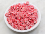 9mm red checkered polymer clay beads, symbol clay charms for bracelets
