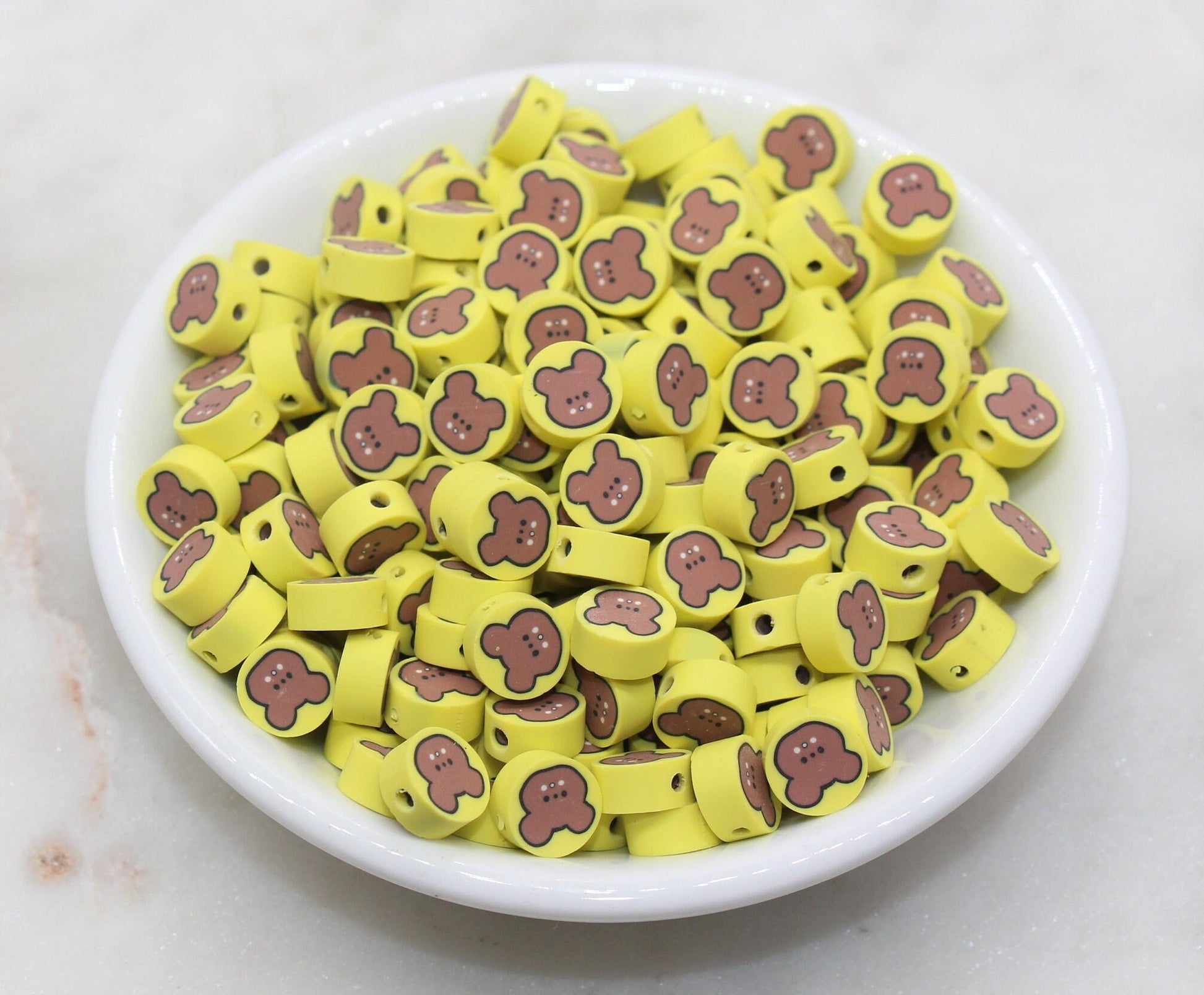 Kawaii Bear Polymer Clay Beads, Bear Clay Beads, Jewelry Beads, Bead for Bracelet #261