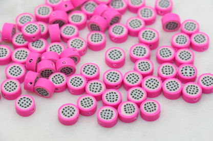 Dragon Fruit Polymer Clay Beads, Fruit Cane Beads, , Fruit Clay Beads, Dragonfruit Beads, Jewelry Beads #262