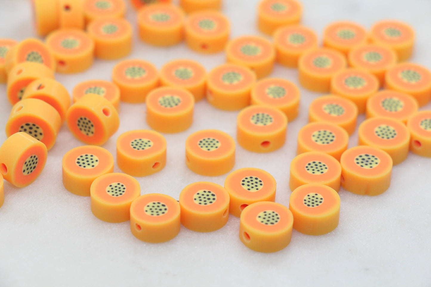 Papaya Polymer Clay Beads, Fruit Cane Beads, , Fruit Clay Beads, Papaya Beads, Jewelry Beads #263