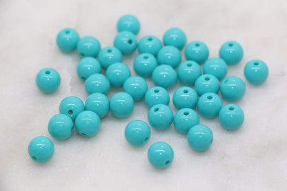 8mm Turquoise Gumball Beads, Round Acrylic Loose Beads, Bubblegum Beads, Chunky Beads, Bubble Gum Beads, Smooth Plastic Round Beads #820