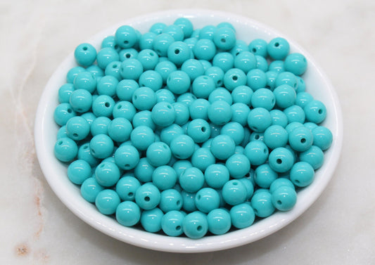 8mm Turquoise Gumball Beads, Round Acrylic Loose Beads, Bubblegum Beads, Chunky Beads, Bubble Gum Beads, Smooth Plastic Round Beads #820